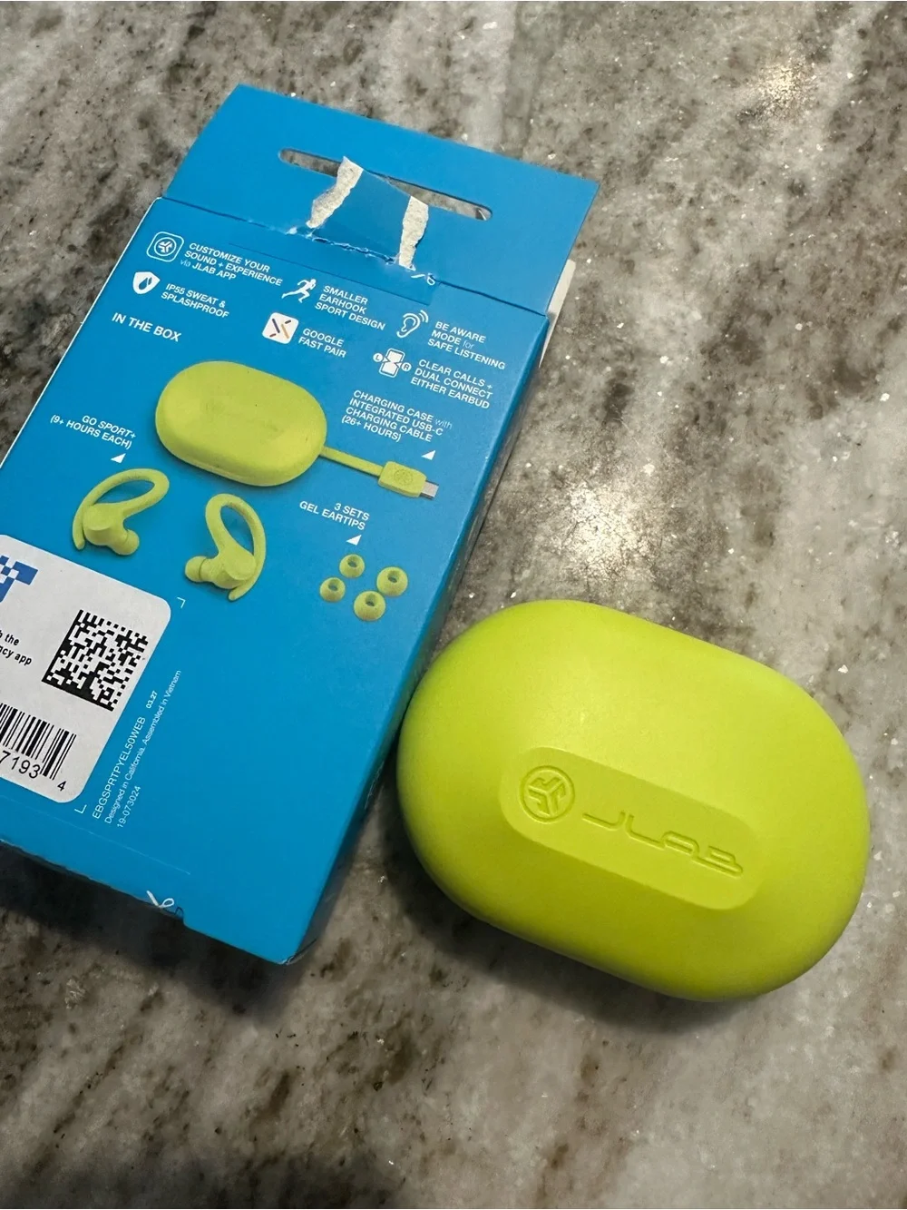 JLab Go Sport+ True Wireless Earbuds with Charging Case - Lime Green